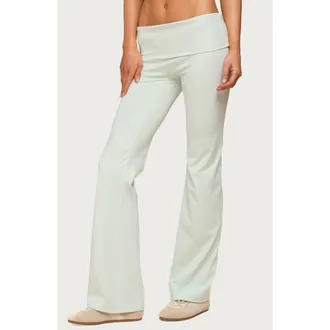 Edikted Oriane Foldover Flare Leggings in Mint at Nordstrom, Size X-Small