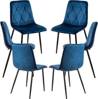 Regalos Miguel Packs Sillas Comedor - Pack 6 Sillas Lyke Terciopelo - Azul