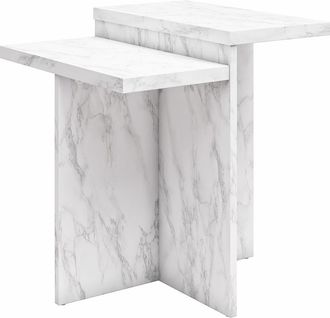 CosmoLiving by Cosmopolitan Mesa de centro en efecto mármol blanco