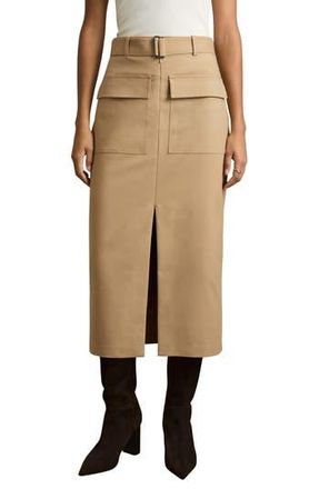 Reiss Oakley Midi Skirt in Camel at Nordstrom Rack, Size 12 Us / 16 Uk
