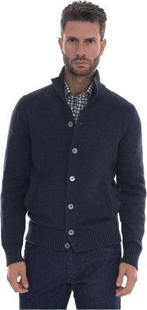 Gran Sasso Cardigan met knopen - Heren - Vesten - Blauw - 3XL - Wol - Truien & Vesten