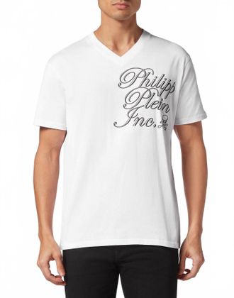 Philipp Plein MenS Short Sleeve Logo T-Shirt In White