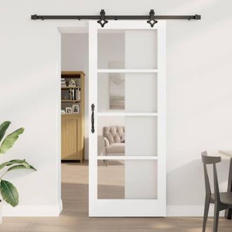 vidaXL Vidaxl - Puerta Corrediza Manual Blanco 83 X 211 Cm Madera Y Metal
