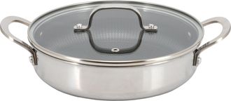 Better Chef 9 Inch 3-Ply Stainless Steel Nonstick Deep Fry Pan with Lid in Silver