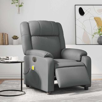 vidaXL Vidaxl - Sill&oacute;n De Masaje Reclinable El&eacute;ctrico Cuero Sint&eacute;tico Gris