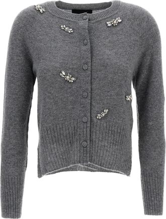 Simone Rocha Grey Cashmere Cardigan with Crystals