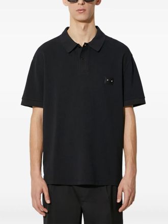 Neil Barrett tonal-appliqué short-sleeve polo shirt - men - Cotton - L - Black