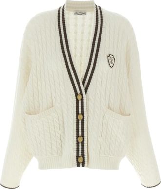 Brunello Cucinelli Cardigan con applicazione - Bianco