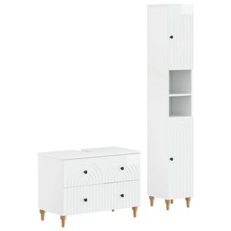 vidaXL Juego De Gabinete De Ba&ntilde;o De 2 Piezas Alkmaar Blanco Brillante Vidaxl