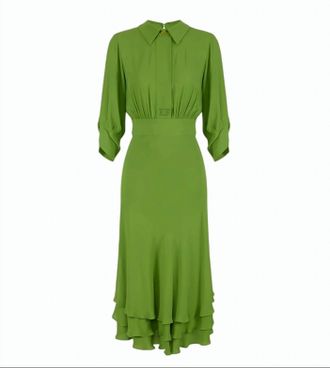 Elisabetta Franchi Viscose Georgette Ruffled Midi Dress