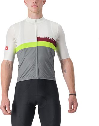 Castelli 4522017-365 A BLOCCO Jersey Mens T-Shirt Ivory/Bordeaux-Electric Lime-Sedona SAGE M