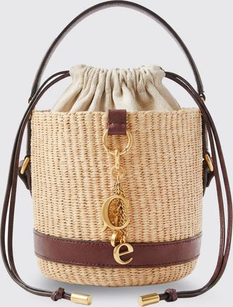 Chlo&eacute; Borsa a secchiello Charms in rafia e pelle