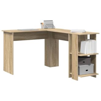 Berkfield Home Modern Corner Desk with Storage Sonoma Oak 140x113, 5x75cm in Light Brown | Size: 5x75 cm