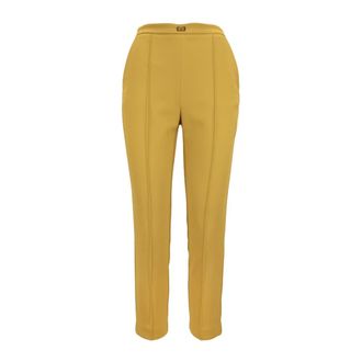 Elisabetta Franchi Cropped Broeken - Dames - Vrijetijds broeken - Geel - S - Leer - Broeken