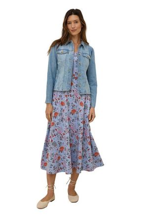 Pact Organic Cotton Fit & Flare Midi Dress in Cornflower Blue at Nordstrom, Size X-Small