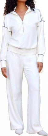Karen Kane Drawstring Pintuck Sweatpants In Cream