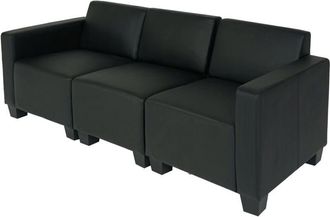 Hhg [NON UTILIZZATO] Salotto modulare componibile lounge moderno Lione N71 ecopelle divano 3 posti nero