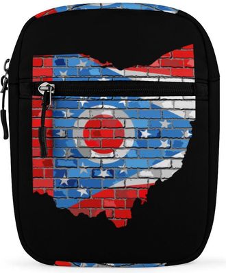 Generic Ohio Brick Map Flag Trendy Crossbody Bag for Men Women Small Satchel Men Sling Adjustable Shoulder Strap Messenger