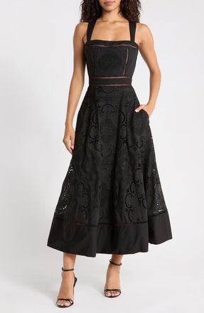 House of CB Ava Embroidered Sleeveless Maxi Dress in Black at Nordstrom, Size X-Large