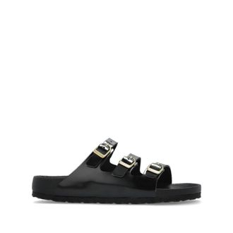 Birkenstock Sliders, female, Black, Size: 7 US Black Slip-On Buckle Sandals
