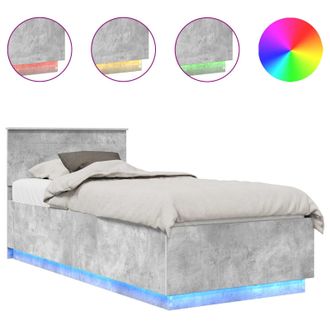vidaXL Estructura De Cama Con Tiras Led Gris Concreto 100 X 200 Cm Vidaxl