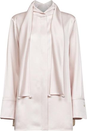 Jil Sander Shirts, female, Pink, 2XS, Draped Collar Satin Shirt