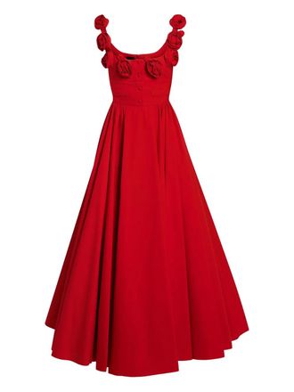 Giambattista Valli rose-embellished maxi dress - women - Cotton - 42 - Red