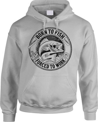 Bang Tidy Clothing Fishing Gifts For Men - Born To Fish Funny Slogan Hoodie For Him - Mens Fisherman Clothing HOOD-SGREY-XXL
