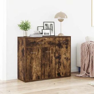 vidaXL Vidaxl - Aparador Madera Contrachapada Color Roble Ahumado 88x30x70 Cm