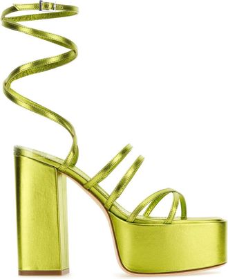 PARIS TEXAS Acid Green Leather Evita Sandals