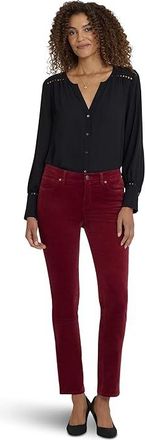 NYDJ Sheri Slim Pants Womens Casual Pants Wild Currant : 14 30, Elastane/Cotton/Corduroy