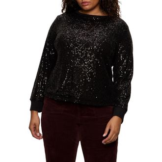 Sanctuary Sparkle Together Sequin Top in Black at Nordstrom Rack, Size 1X