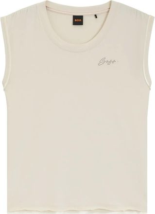 BOSS embellished tank top - women - Cotton - L - Neutrals