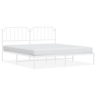 Berkfield Home Metal Bed Frame with Headboard White 183x213 cm