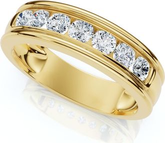 Pompeii3 5/8Ct Mens Diamond Channel Set Brushed Wedding Ring 14k Gold Lab Grown