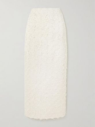 D'Estr&euml;e Paris Gonna Midi In Twill Di Cotone Biologico Sfrangiato Monica - Ecru