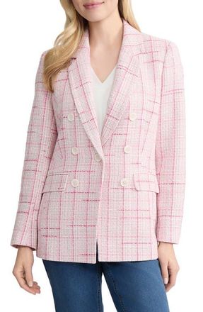 Jones New York Faux Double Breasted Tweed Jacket in Petal Pink Multi at Nordstrom, Size X-Small