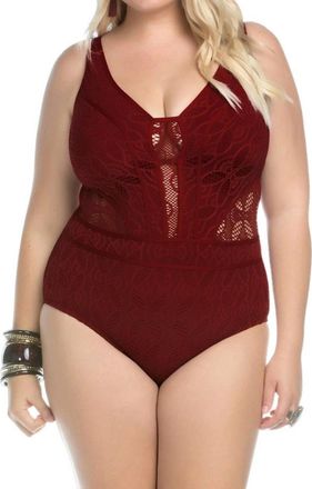 BECCA by Rebecca Virtue Play Sheer Cut Out One Piece Swimsuit - Plus In Bed Henna