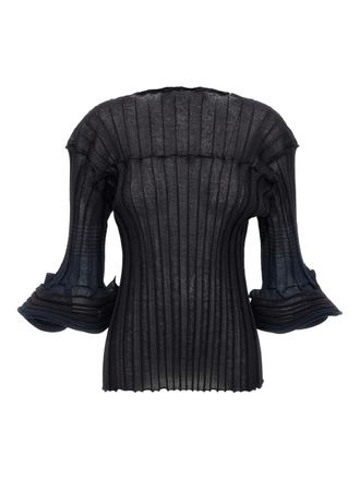 Issey Miyake Asagao ribbed bell-sleeve jumper - Blue