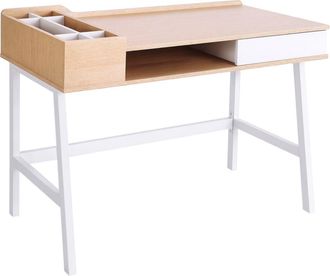 HOMCOM Mesa de ordenador 100x55x81,5cm roble y blanco