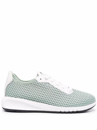Geox Aerantis mesh lace-up sneakers - women - Rubber/Polyester/Polyester/Rubber/Leather/Other fibres - 38 - Green