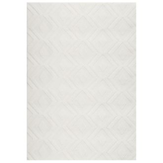 Beliani Alfombra Para Sala De Estar Moderna Forma Rectangular Jacquard 160 X 230 Cm Pelo Corto Blanco Crema Kevirel