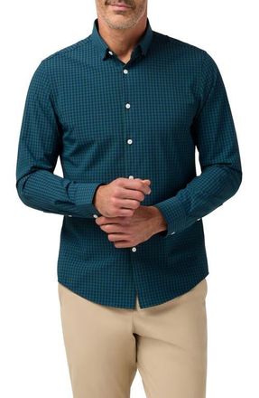 Mizzen+Main Leeward Trim Fit No Tuck Gingham Performance Button-Up Shirt in Olive Crew Gingham at Nordstrom, Size X-Large