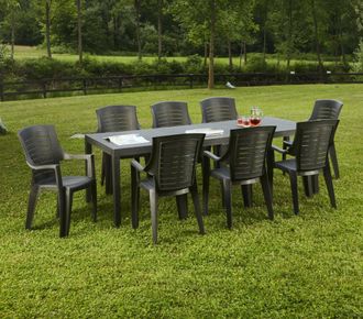 Dmora Mesa De Jard&iacute;n Susa, Mesa De Comedor Extensible Rectangular, Mesa De Jard&iacute;n Extensible 100% Made In Italy, 150x90h72 Cm, Antracita, Con Embalaje Refor
