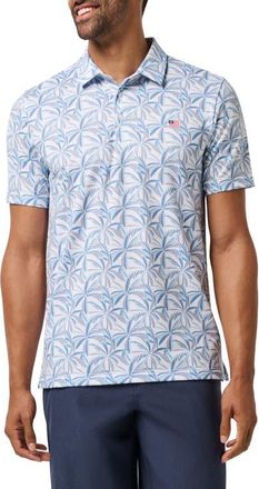 Travis Mathew Featherweight Parade Palm Print Performance Polo in White at Nordstrom, Size X-Large
