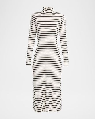 Proenza Schouler Frances Stripe Turtleneck Midi Dress