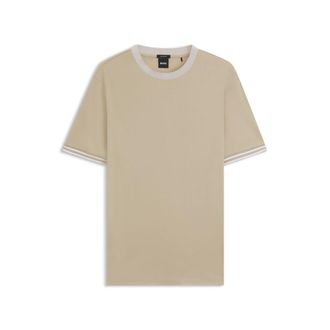 BOSS Contrast-tipping slim-fit T-shirt in mercerised cotton