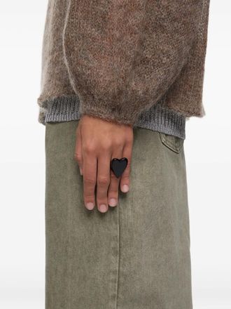 Bimba & Lola heart ring - women - Brass/Enamel - 54.4 - Black
