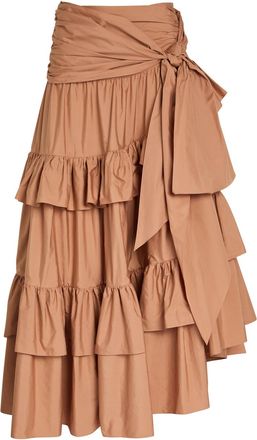 Chlo&eacute; Tiered Cotton-poplin Maxi Skirt - Light Pink - 40 (UK12 / M)