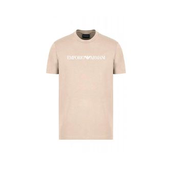 Emporio Armani Pima-jersey T-shirt met logo-opdruk - Heren - T-shirts - Beige - M - Katoen - Tops